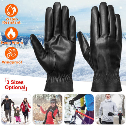 Unisex Leather Winter Warm Gloves Outdoor Windproof Soft Gloves Cycling Skiing Running Cold Winter Gloves - Renee Lane Company
