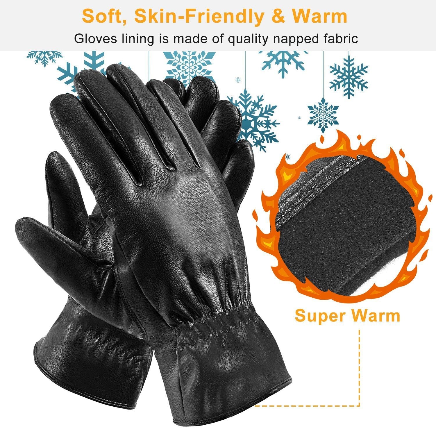 Unisex Leather Winter Warm Gloves Outdoor Windproof Soft Gloves Cycling Skiing Running Cold Winter Gloves - Renee Lane Company