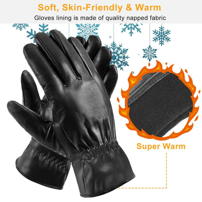 Unisex Leather Winter Warm Gloves Outdoor Windproof Soft Gloves Cycling Skiing Running Cold Winter Gloves - Renee Lane Company