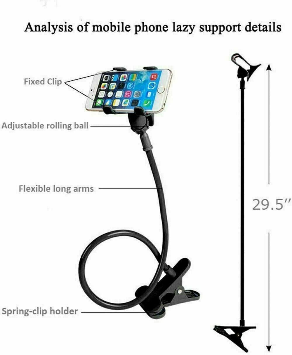 Universal Lazy Mobile Phone Gooseneck Stand Holder Flexible Bed Desk Table Clip - Renee Lane Company