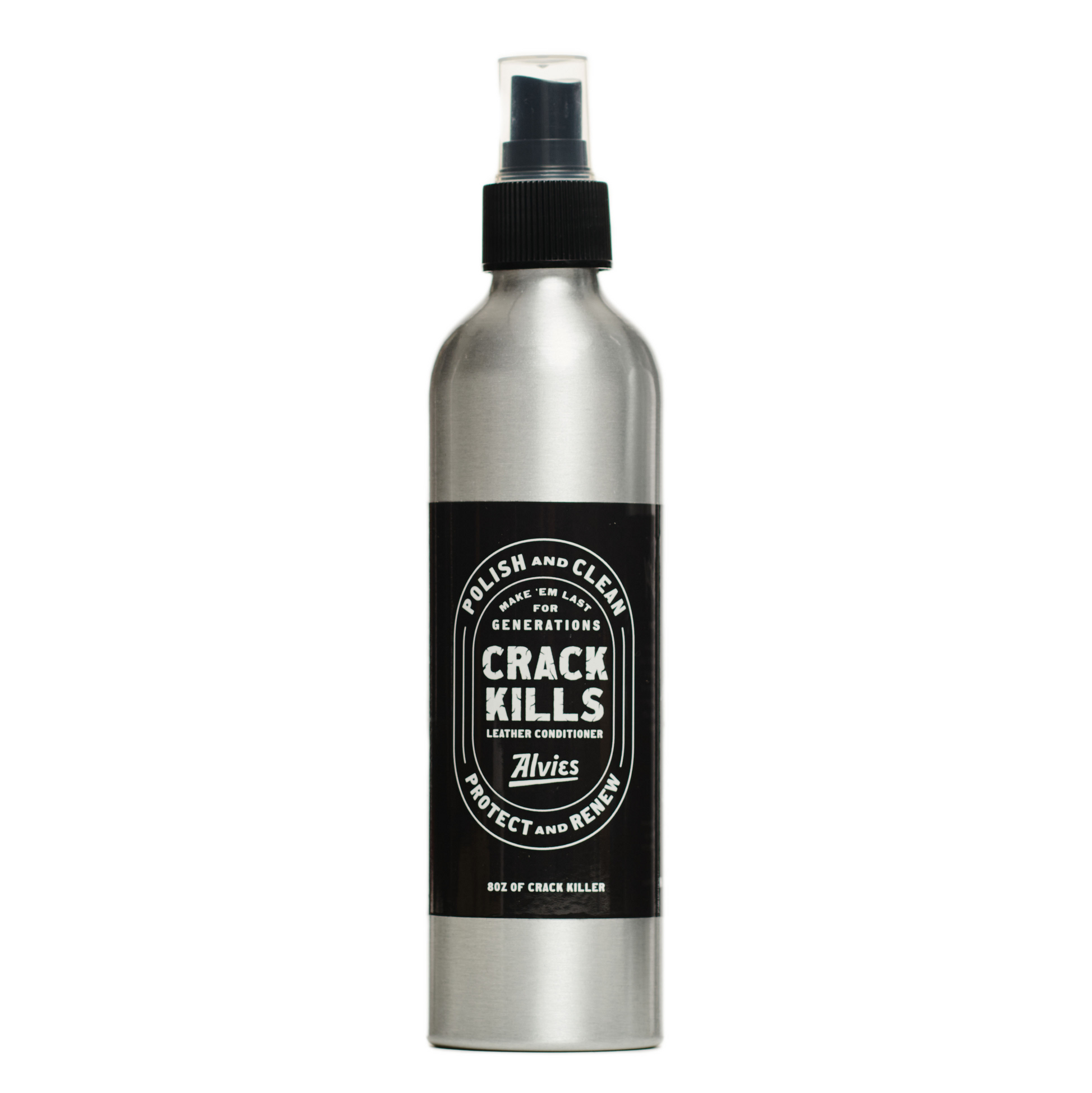 Black leather conditioner bottle with spray pump