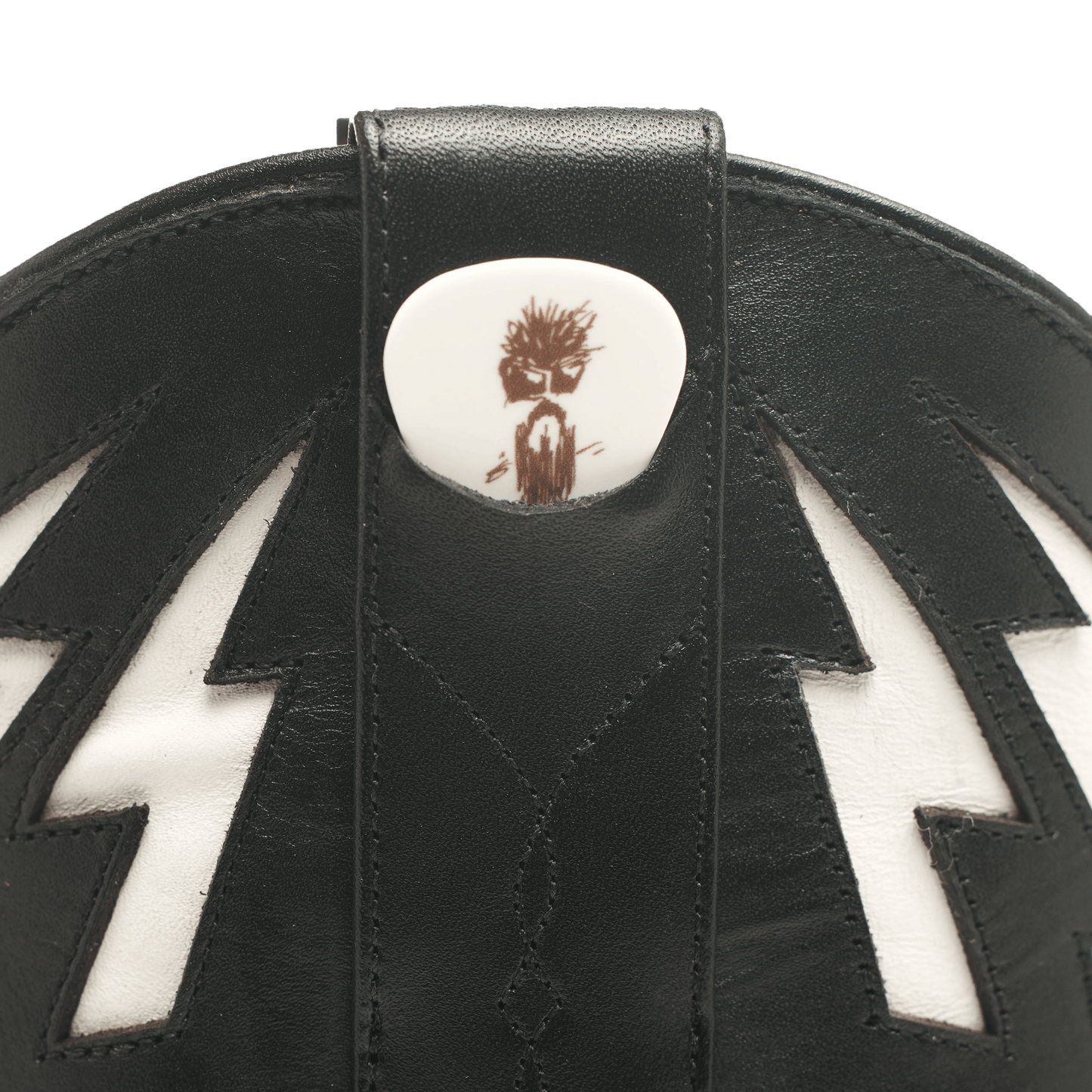 Black cowboy boot with white ankle panel and small logo patch
