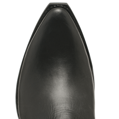 Black leather boot sole and side panel, close-up