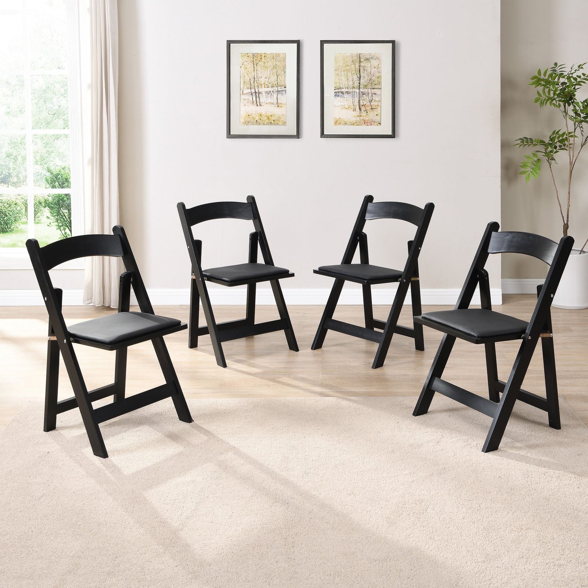 Upholstered folding chair, space saving, easy to carry, 4PCS, Dining room - Renee Lane Company