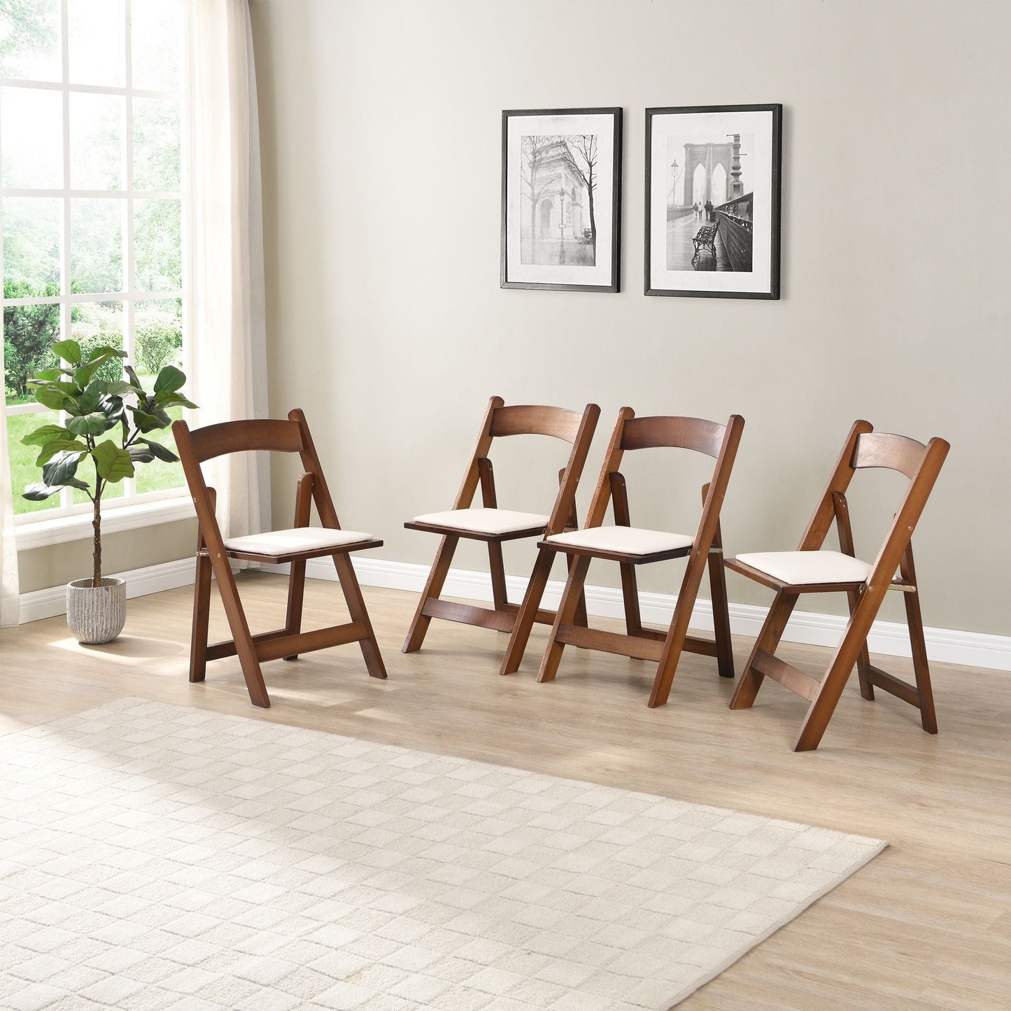 Upholstered folding chair, space saving, easy to carry, 4PCS, Dining room - Renee Lane Company