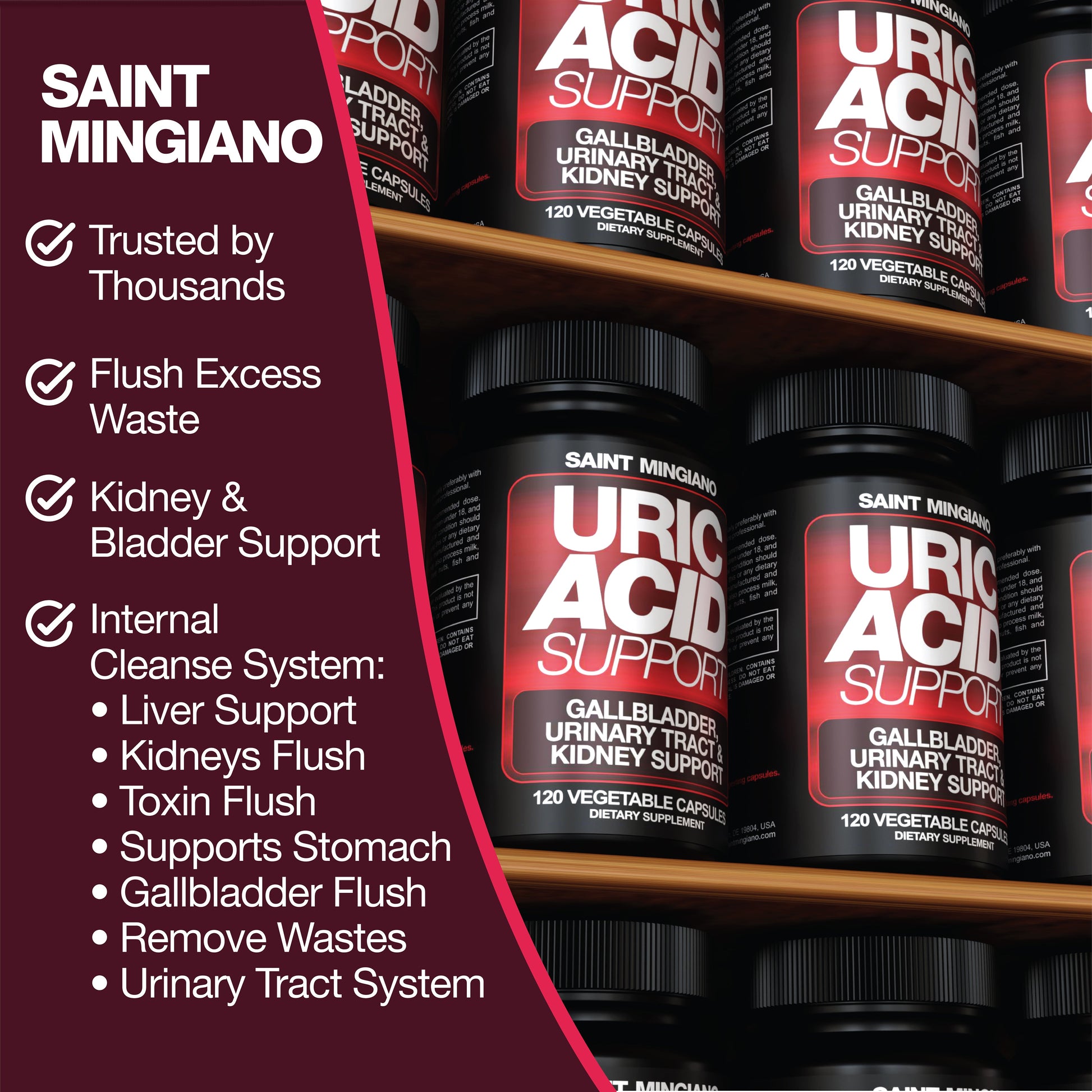 Uric Acid Support -120 Capsules - Supports Kidney Cleanse Detox & Repair, Gallbladder & Urinary Tract Issues - Renee Lane Company