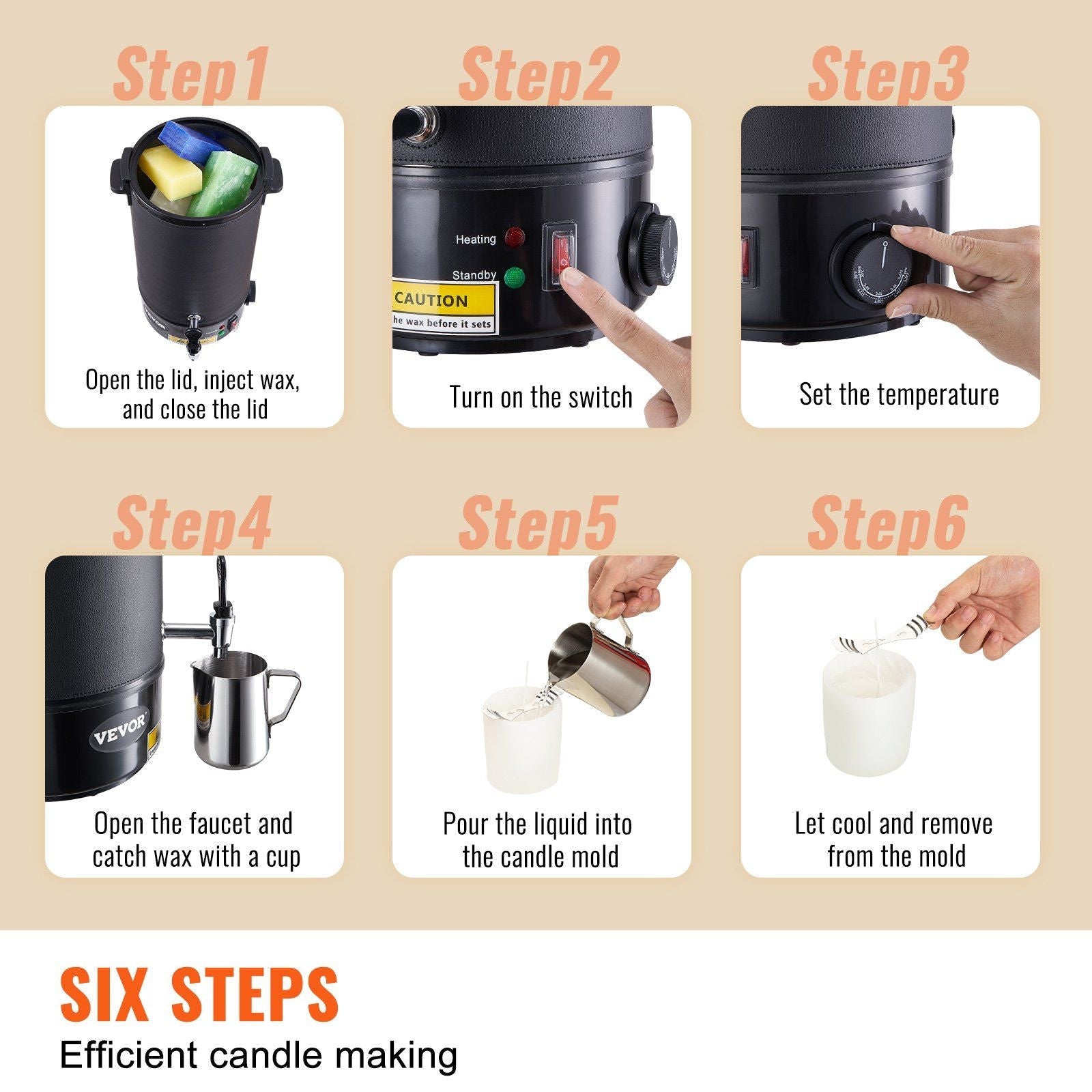 VEVOR 10 L Wax Melter for Candle Making, Extra Large Electric Wax Melting Pot, with Easy Pour Spout and 9-level Temp Control, Easy Clean for Candle Soap Cream Beauty Bulk Production Business or Home - Renee Lane Company