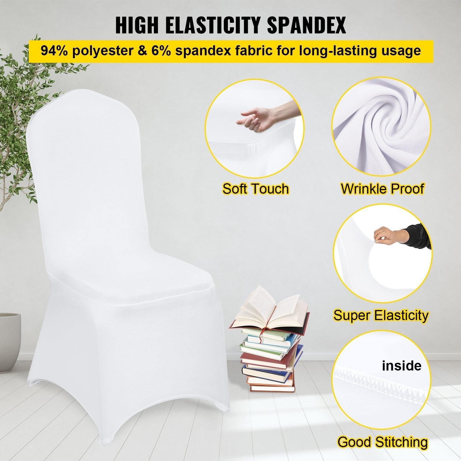 VEVOR 100 White Stretch Chair Covers for Wedding & Event Decor - Renee Lane Company