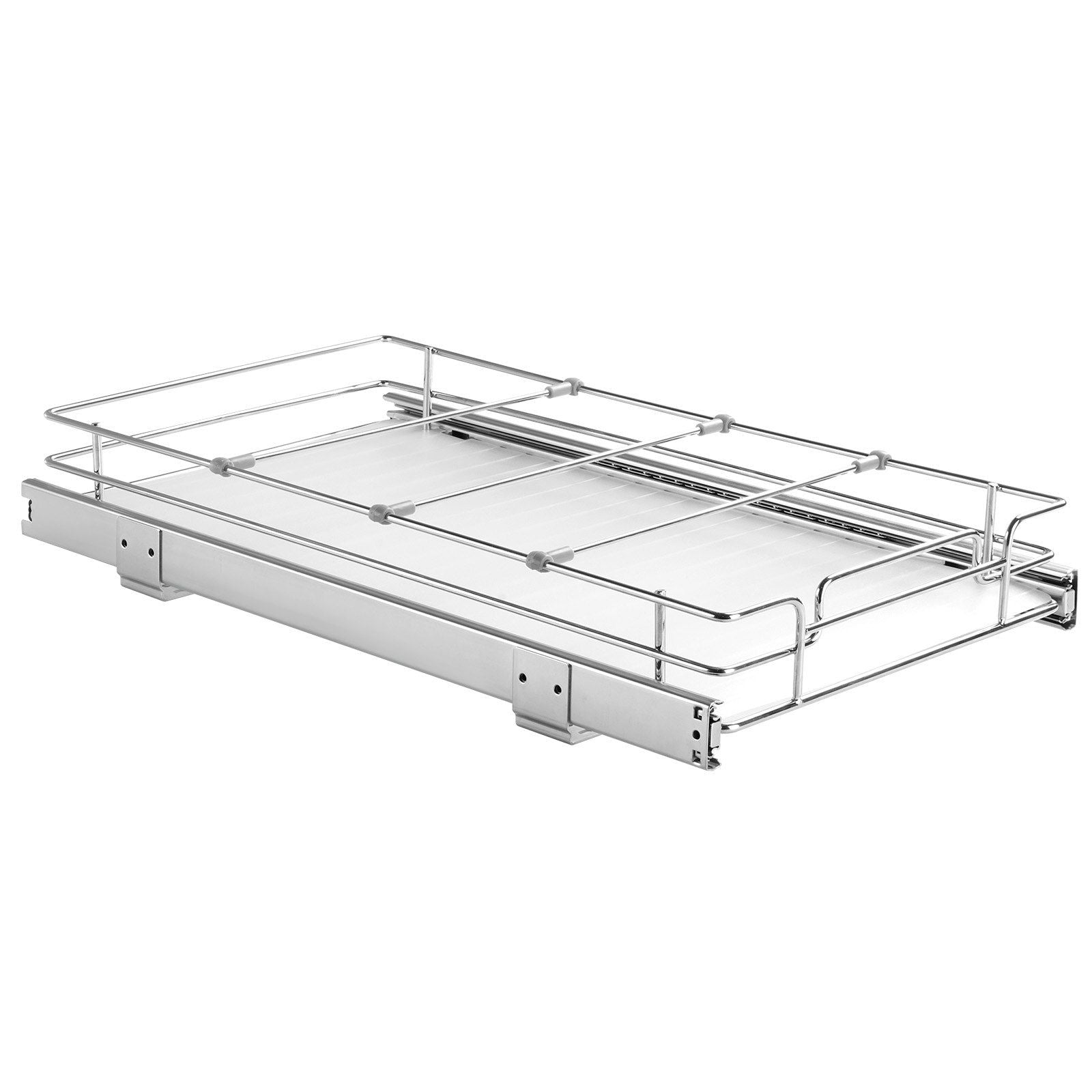 VEVOR 11"Wx21"Dx2.5"H Pull Out Cabinet Organizer, Heavy Duty Slide Out Pantry Shelves, Steel Roll Out Drawers, Sliding Drawer Storage for Home Under Sink, 13.5"Wx22"Dx7"H Install Size for Cabinet - Renee Lane Company