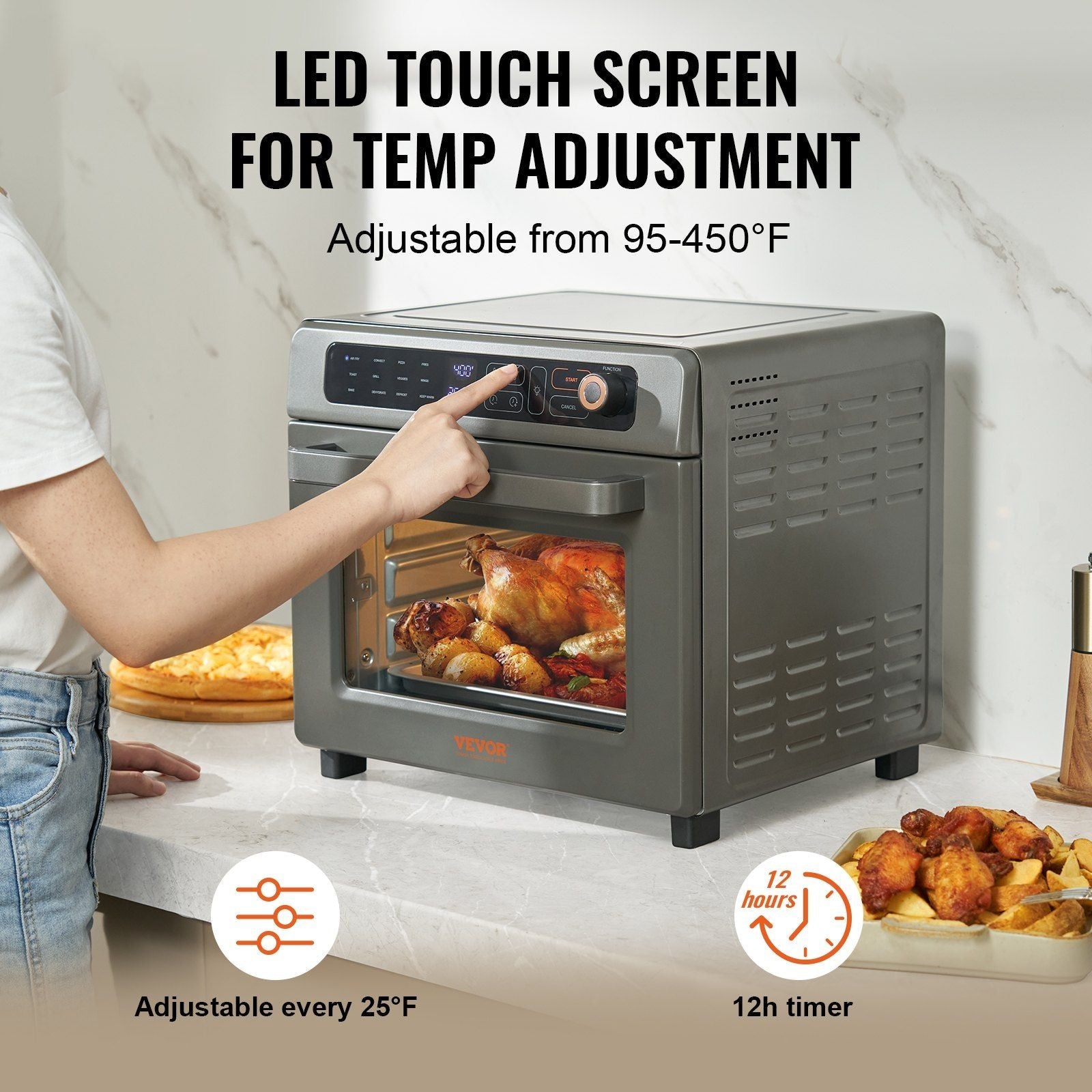 VEVOR 12-IN-1 Air Fryer Toaster Oven with LED Touch & 25L Capacity - Renee Lane Company