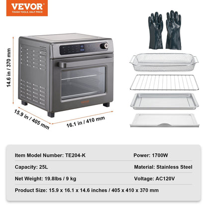 VEVOR 12-IN-1 Air Fryer Toaster Oven with LED Touch & 25L Capacity - Renee Lane Company