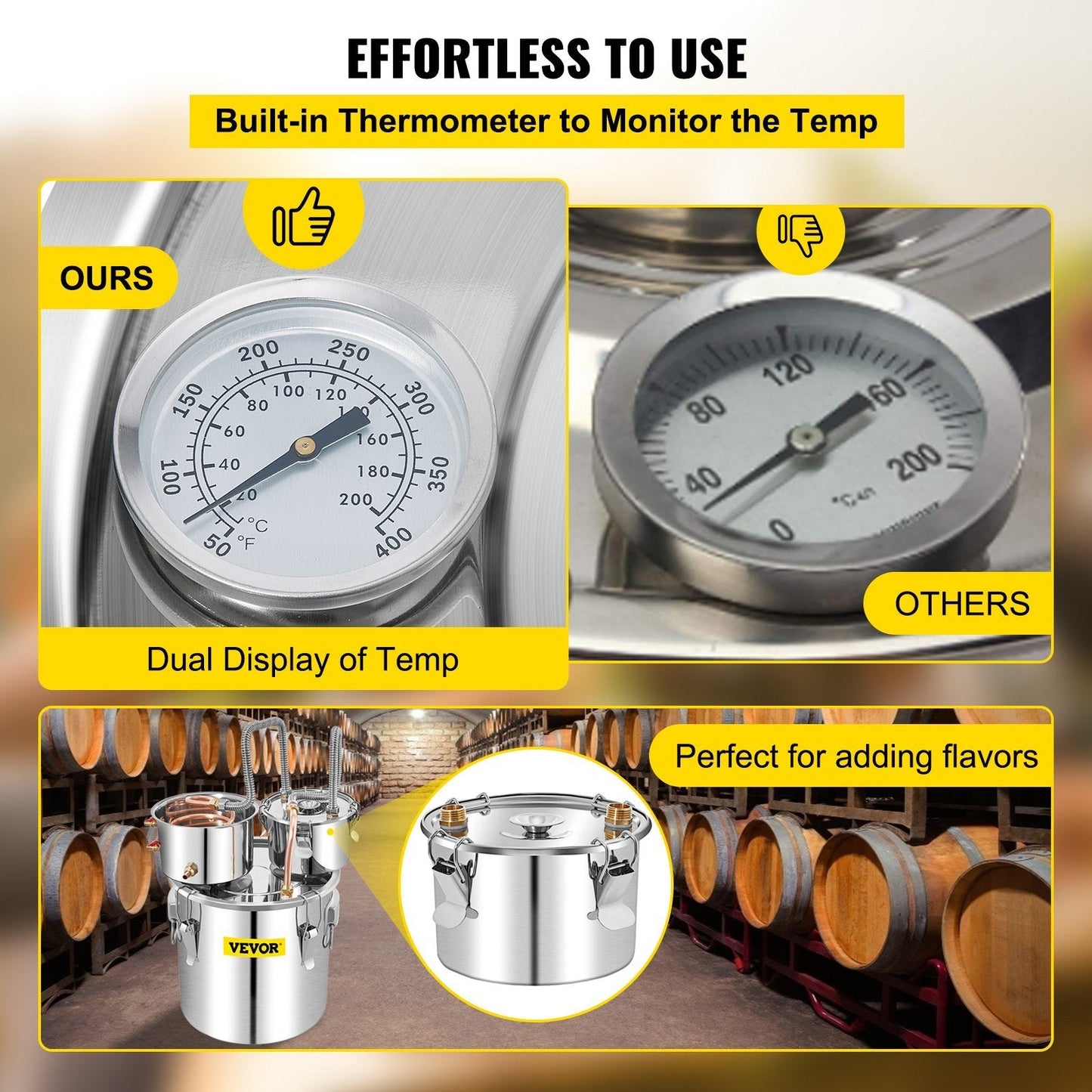 VEVOR 13.2 Gal Stainless Alcohol Distiller Kit with Thermometer - Renee Lane Company