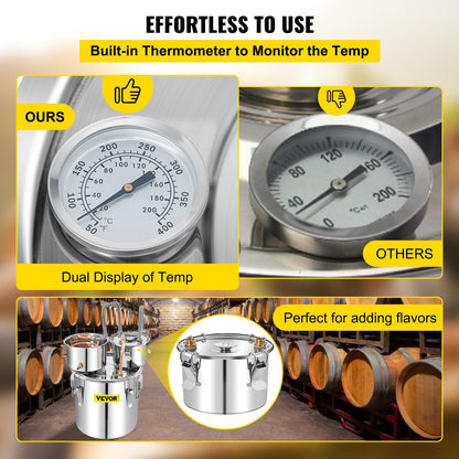 VEVOR 13.2 Gal Stainless Alcohol Distiller Kit with Thermometer - Renee Lane Company