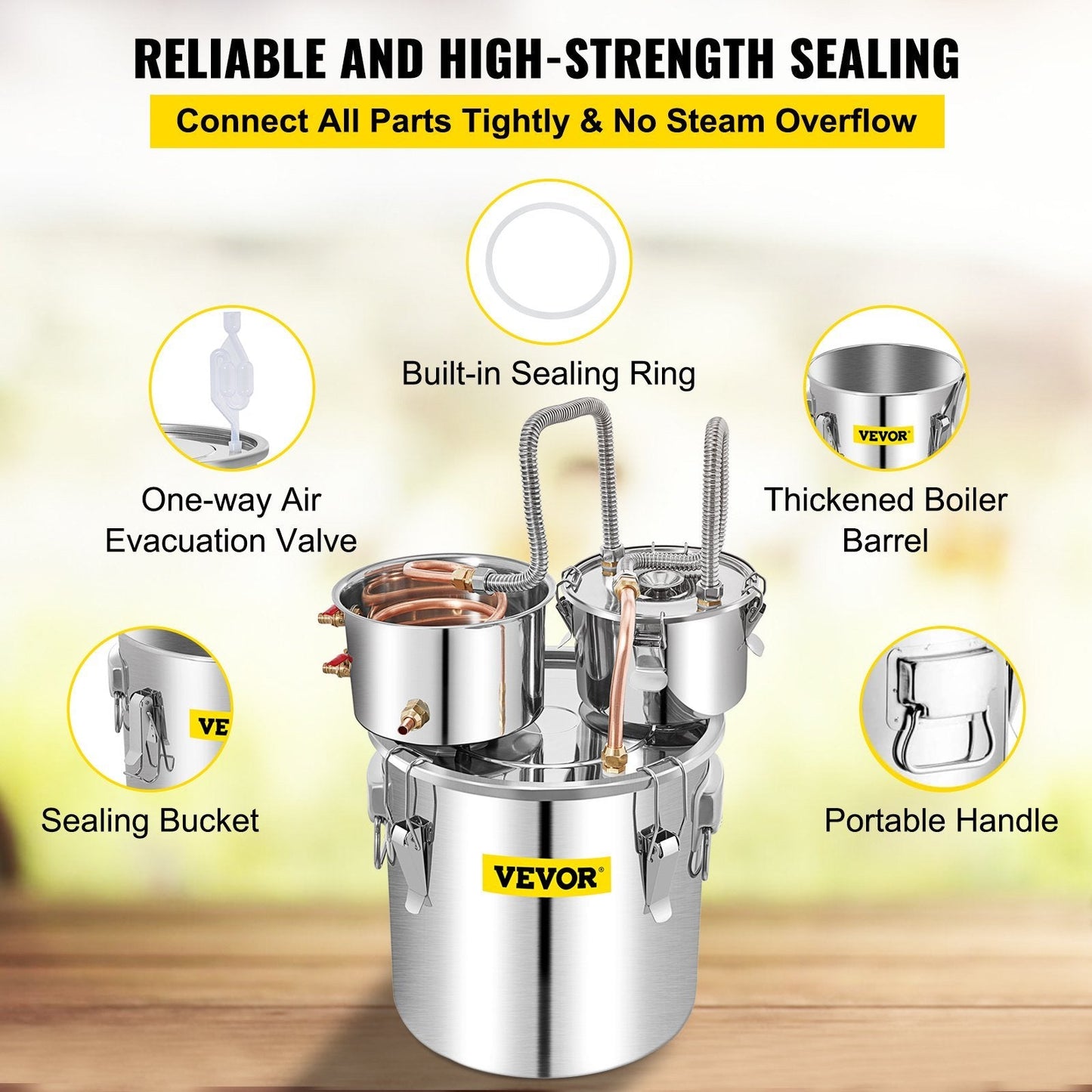 VEVOR 13.2 Gal Stainless Alcohol Distiller Kit with Thermometer - Renee Lane Company
