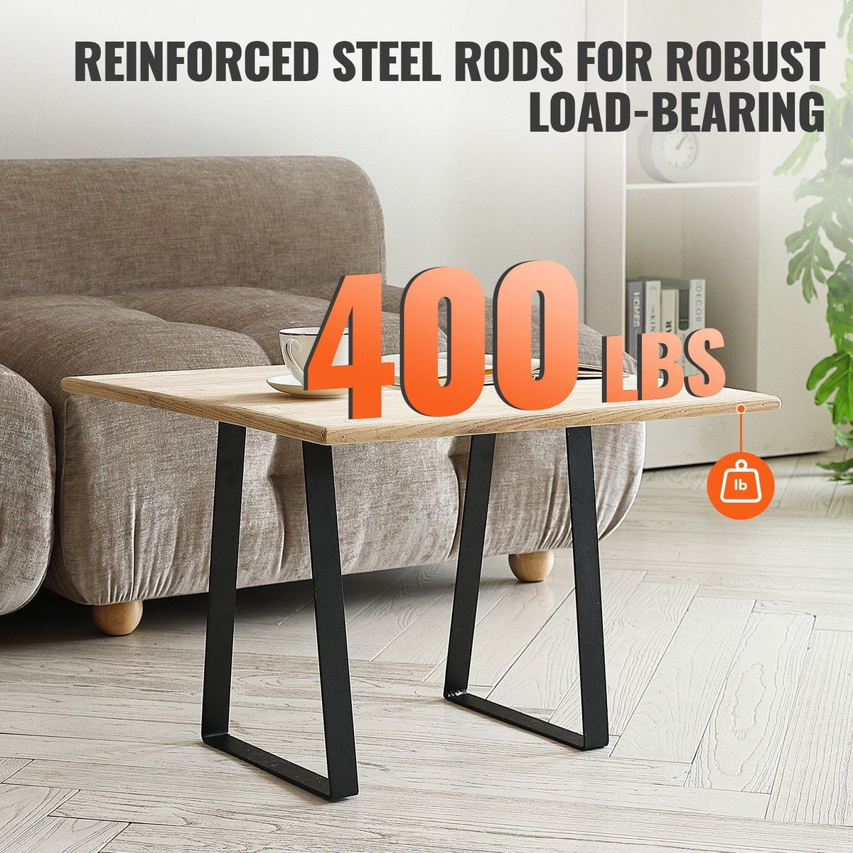 VEVOR 16 inch Trapezoid Steel Table Legs, Replacement Furniture Legs Set of 2 for DIY Coffee Tables, Modern Desks, Bench, Night Stands, Sofa, Max Load 400 lbs Heavy Duty, Quick Instalation Legs Black - Renee Lane Company