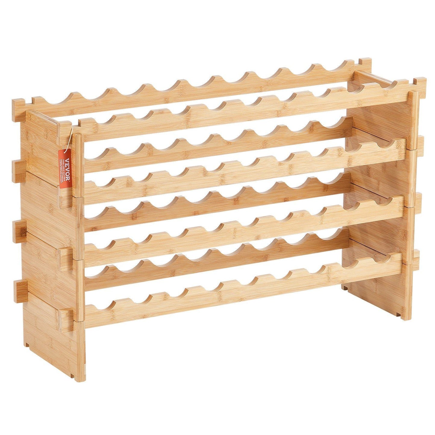 VEVOR 36 Bottle Stackable Modular Wine Rack Bamboo Wood Display Shelf 4-Tier - Renee Lane Company