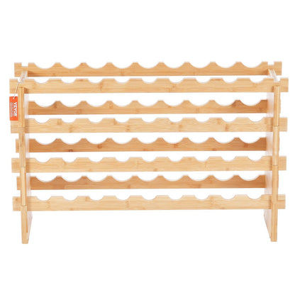 VEVOR 36 Bottle Stackable Modular Wine Rack Bamboo Wood Display Shelf 4-Tier - Renee Lane Company
