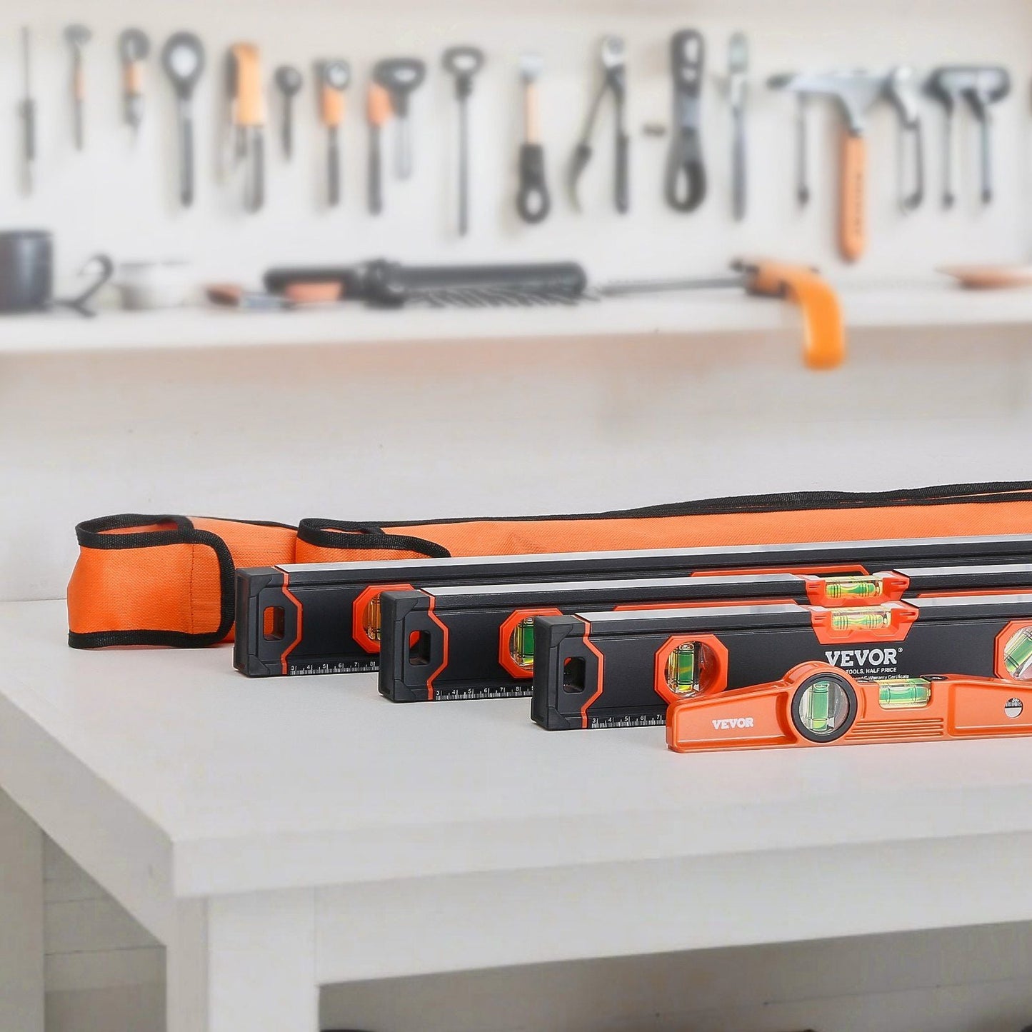 VEVOR 4-Piece Torpedo Level, 48/24/16/10 Inch All Magnetic Levels Set, Fluorescent Light Up Bubble Vials Ruler for 45/90/180 Degree, Aluminum Alloy Magnetic Box Leveler Tool, SAE and Metric Scale - Renee Lane Company