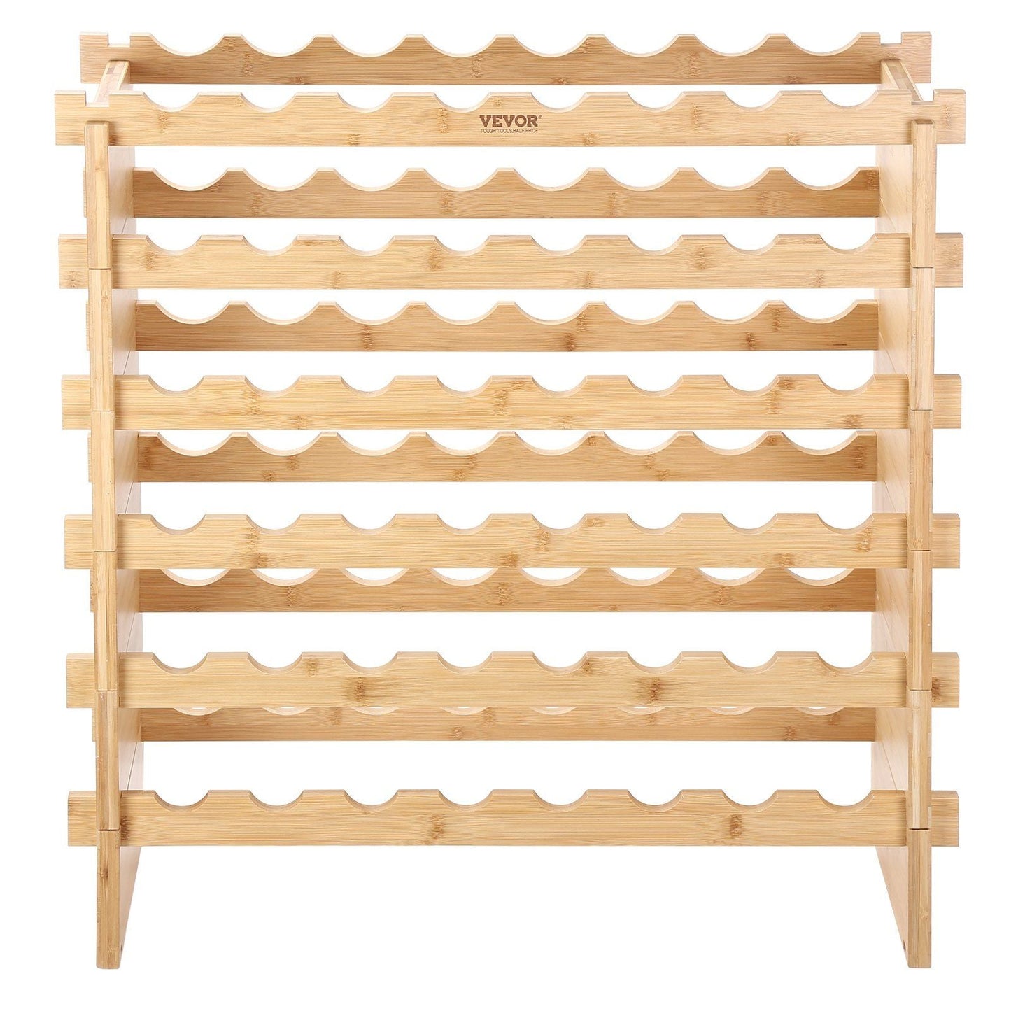 VEVOR 48 Bottle Stackable Modular Wine Rack Bamboo Wood Display Shelf 6-Tier - Renee Lane Company