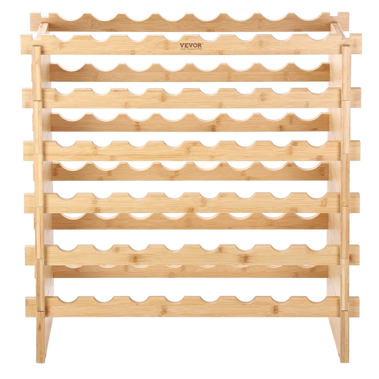 VEVOR 48 Bottle Stackable Modular Wine Rack Bamboo Wood Display Shelf 6-Tier - Renee Lane Company