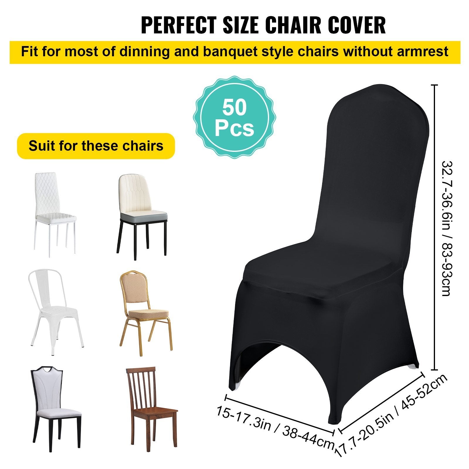 VEVOR 50 PCs Black Stretch Chair Covers for Weddings & Events - Renee Lane Company