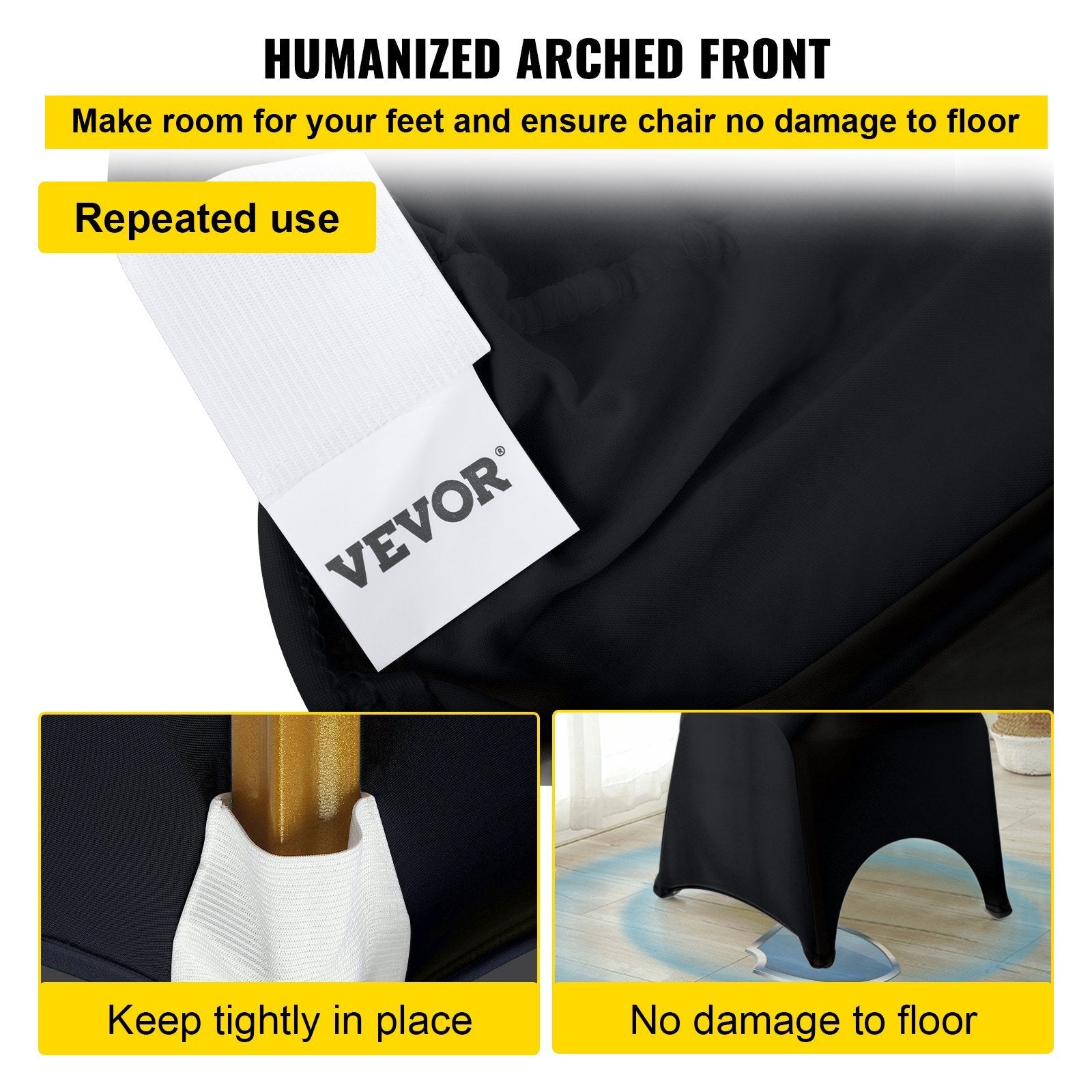 VEVOR 50 PCs Black Stretch Chair Covers for Weddings & Events - Renee Lane Company