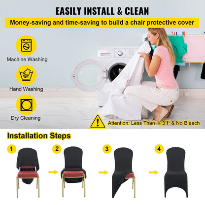 VEVOR 50 PCs Black Stretch Chair Covers for Weddings & Events - Renee Lane Company