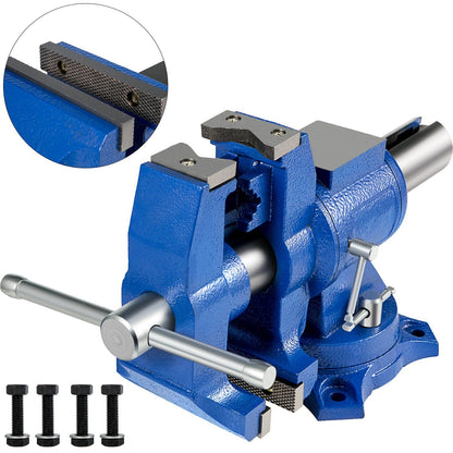 VEVOR 6" Heavy Duty Bench Vise , Double Swivel Rotating Vise Head/Body Rotates 360° ,Pipe Vise Bench Vices 30Kn Clamping Force,for Clamping Fixing Equipment Home or Industrial Use - Renee Lane Company