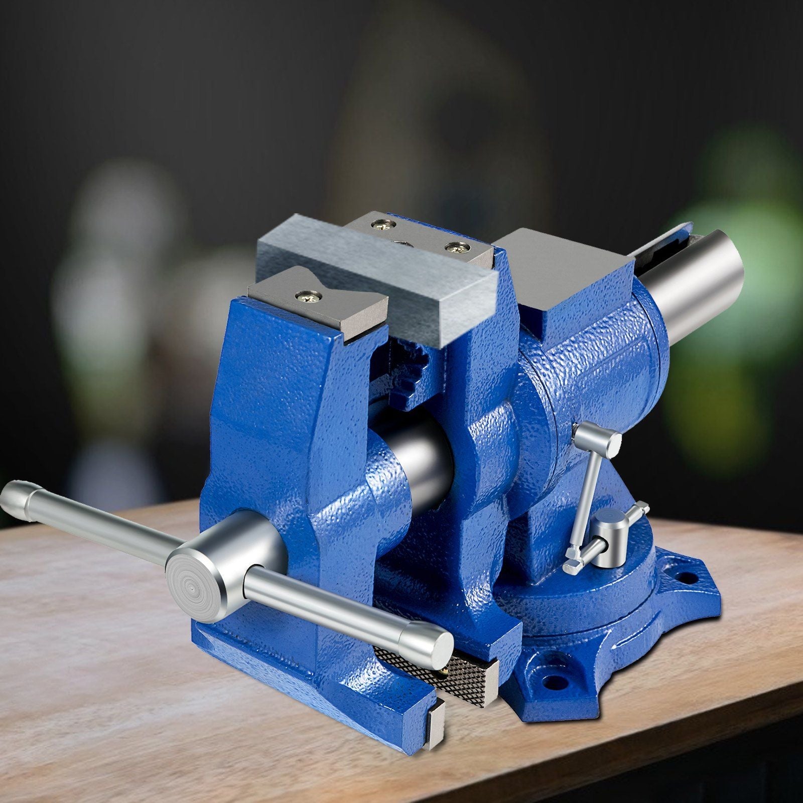 VEVOR 6" Heavy Duty Bench Vise , Double Swivel Rotating Vise Head/Body Rotates 360° ,Pipe Vise Bench Vices 30Kn Clamping Force,for Clamping Fixing Equipment Home or Industrial Use - Renee Lane Company