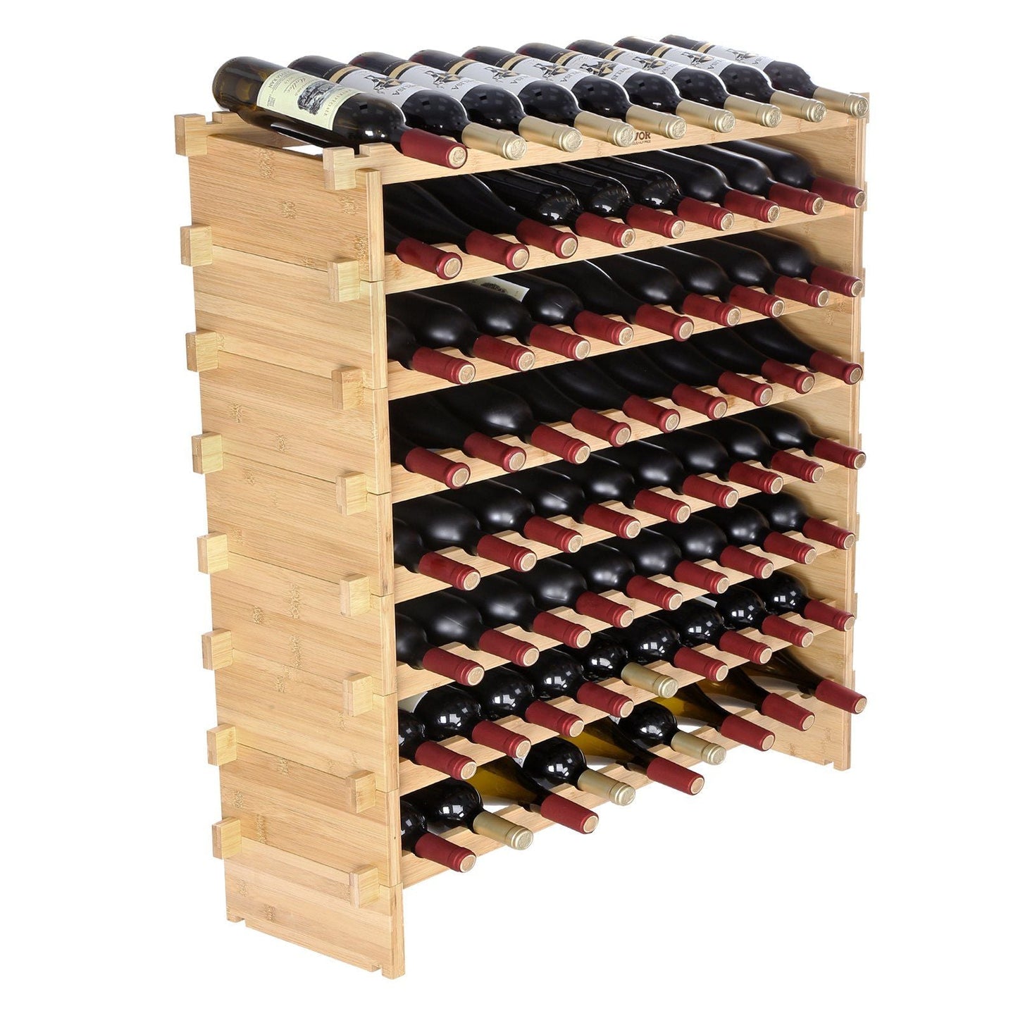 VEVOR 72 Bottle Stackable Modular Wine Rack Bamboo Wood Display Shelf 8-Tier - Renee Lane Company