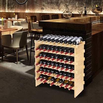 VEVOR 72 Bottle Stackable Modular Wine Rack Bamboo Wood Display Shelf 8-Tier - Renee Lane Company