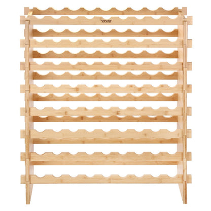 VEVOR 72 Bottle Stackable Modular Wine Rack Bamboo Wood Display Shelf 8-Tier - Renee Lane Company