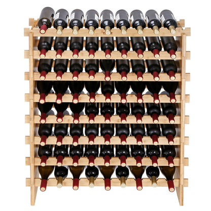 VEVOR 72 Bottle Stackable Modular Wine Rack Bamboo Wood Display Shelf 8-Tier - Renee Lane Company