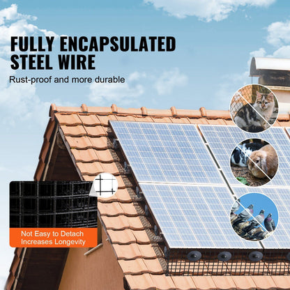 VEVOR 8 inch x 100ft Solar Panel Bird Guard, Critter Guard Roll Kit with Rust-proof PVC Coating, Solar Panel Guard with 50pcs Tire Wires, 1/2 inch Wire Roll Mesh - Renee Lane Company