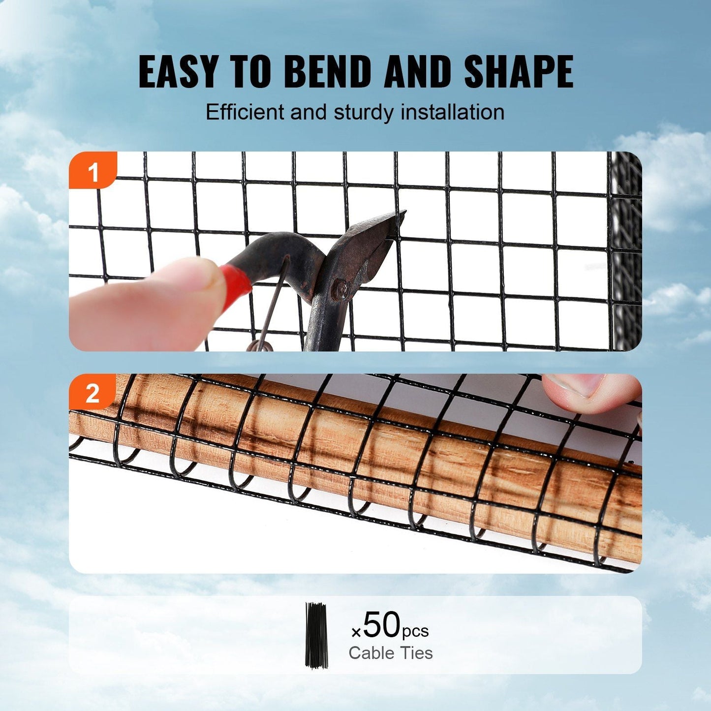 VEVOR 8 inch x 100ft Solar Panel Bird Guard, Critter Guard Roll Kit with Rust-proof PVC Coating, Solar Panel Guard with 50pcs Tire Wires, 1/2 inch Wire Roll Mesh - Renee Lane Company