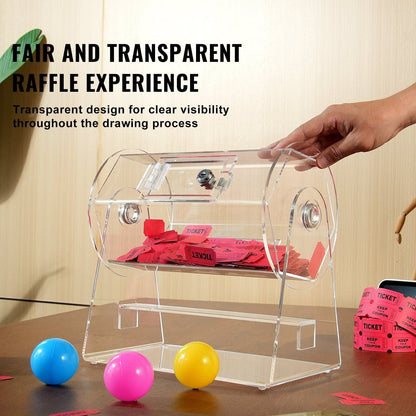 VEVOR Acrylic Raffle Drum, Professional Raffle Ticket Spinning Cage with 2 Keys, Transparent Lottery Spinning Drawing, Holds 2500 Tickets or 100 Raffle Balls,Raffle Ticket Box for Lottery Games Bingo - Renee Lane Company