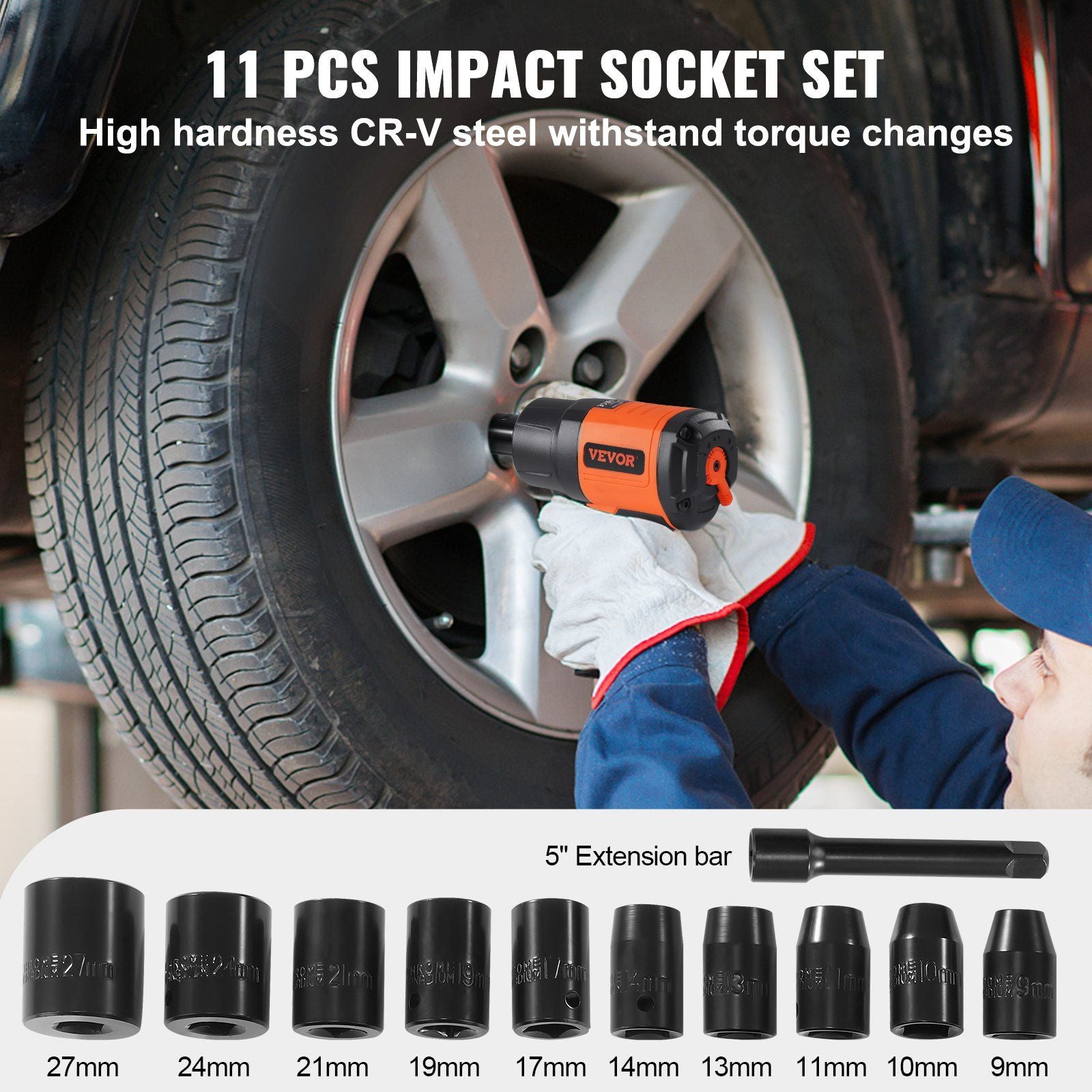 VEVOR Air Impact Wrench 1/2" Square Drive 1400ft-lb Nut-busting Torque 90-120PSI - Renee Lane Company