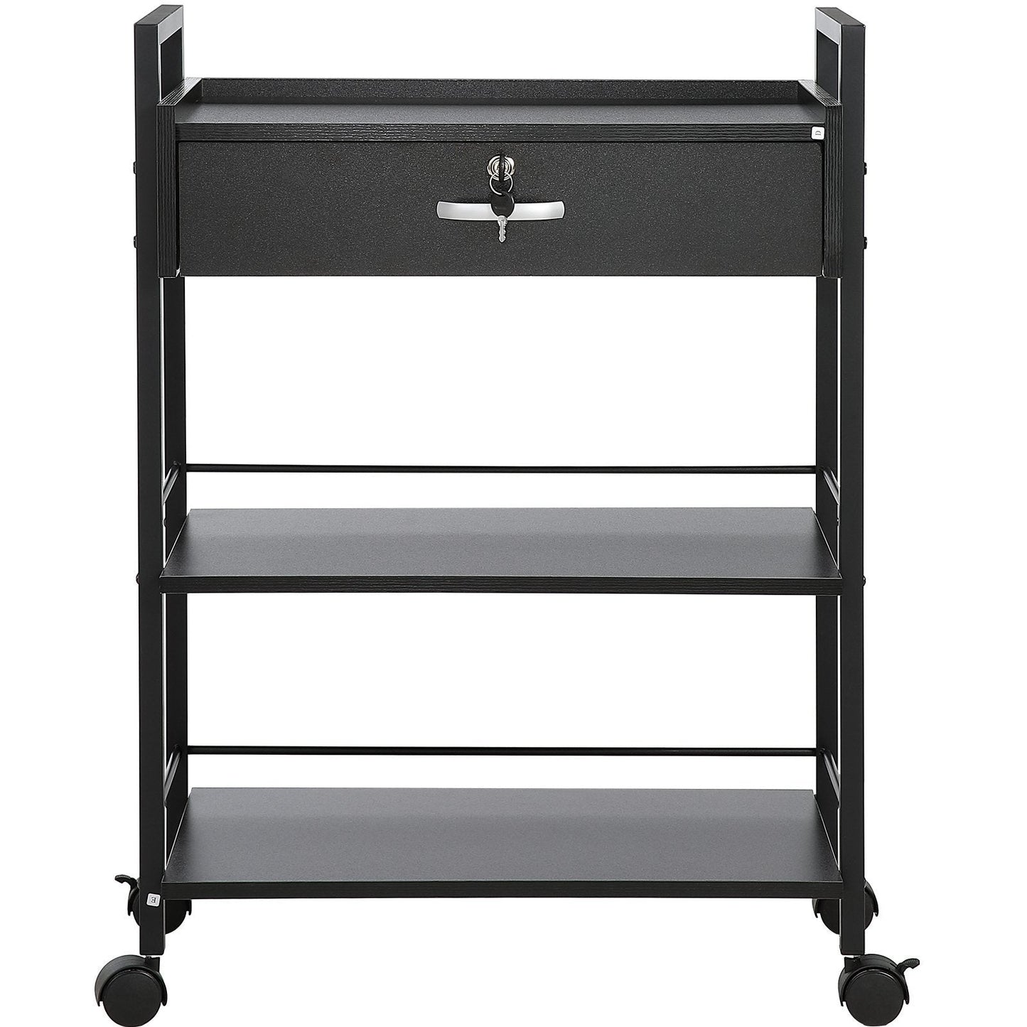 VEVOR Beauty Salon Trolley Cart, 3-Tier Hair Salon Stations Cabinet for Stylist with Lockable Drawer, MDF Rolling Storage Station with 4 Wheels (2 Lockable) for Beauty SPA Barbershop Tattoo - Renee Lane Company