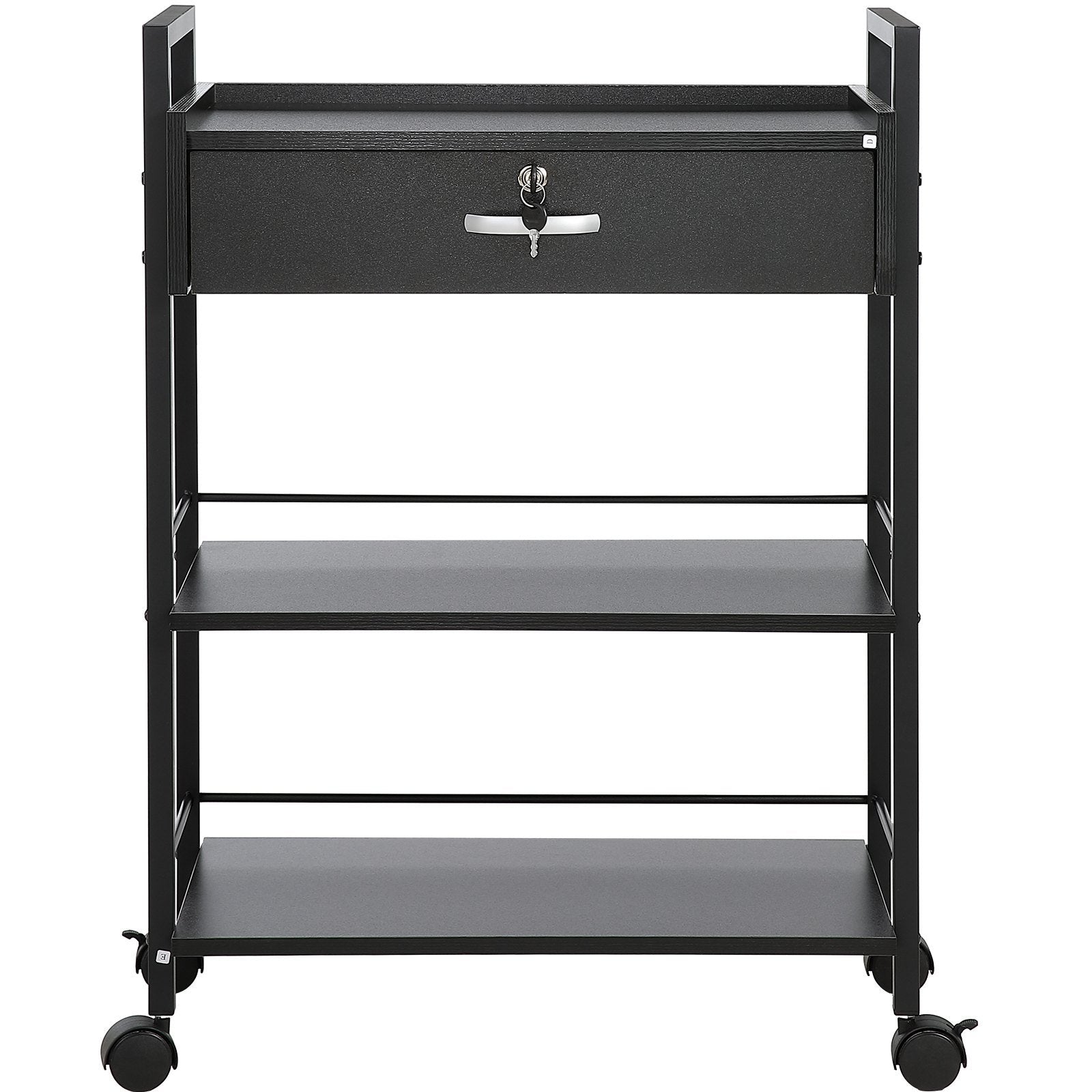 VEVOR Beauty Salon Trolley Cart, 3-Tier Hair Salon Stations Cabinet for Stylist with Lockable Drawer, MDF Rolling Storage Station with 4 Wheels (2 Lockable) for Beauty SPA Barbershop Tattoo - Renee Lane Company