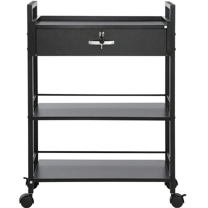 VEVOR Beauty Salon Trolley Cart, 3-Tier Hair Salon Stations Cabinet for Stylist with Lockable Drawer, MDF Rolling Storage Station with 4 Wheels (2 Lockable) for Beauty SPA Barbershop Tattoo - Renee Lane Company