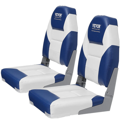 VEVOR Boat Seats, 21.85" High Back Boat Seat, Folding Boat Chair with Thickened Sponge Padding and Hinge, Fold-Down Boat Captain Chairs for Fishing Boat, Sightseeing Boat, Speedboat, Canoe, 2-Pack - Renee Lane Company