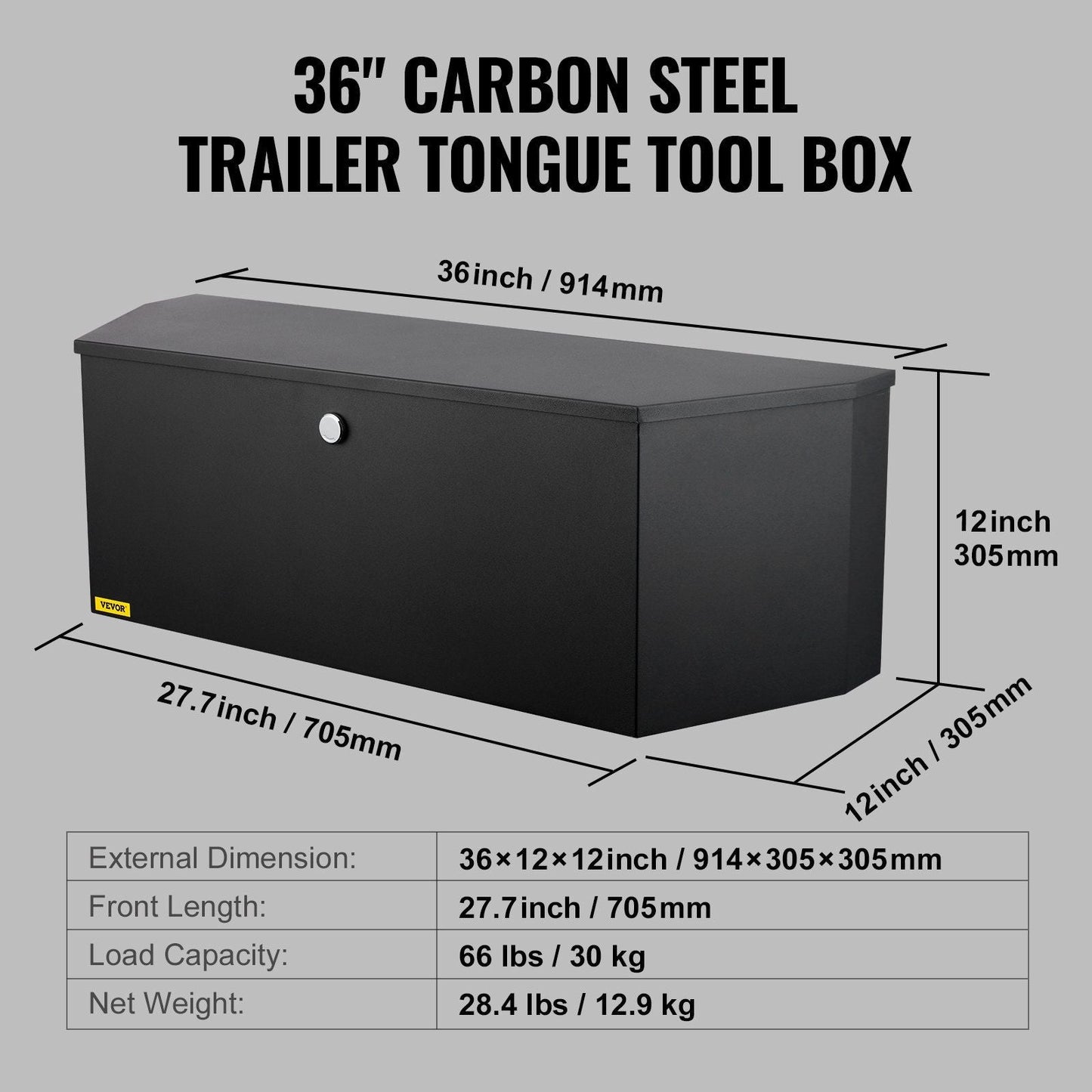 VEVOR Carbon Steel Trailer Tongue Box - Secure, Weather-Proof Storage - Renee Lane Company