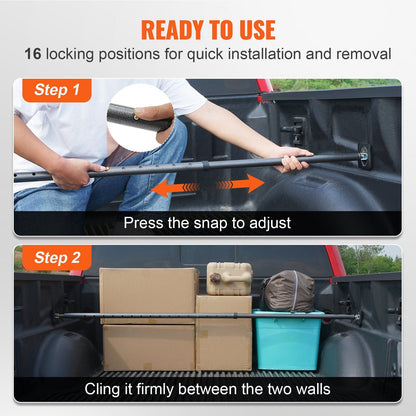 VEVOR Cargo Bar, Truck Bed Bar Adjustable from 40" to 73", Heavy-duty Steel Cargo Stabilizer Bar with 220 lbs Capacity, Truck Load Bar Stop Sliding for Pickup Truck Bed, SUV, Minitruck - Renee Lane Company