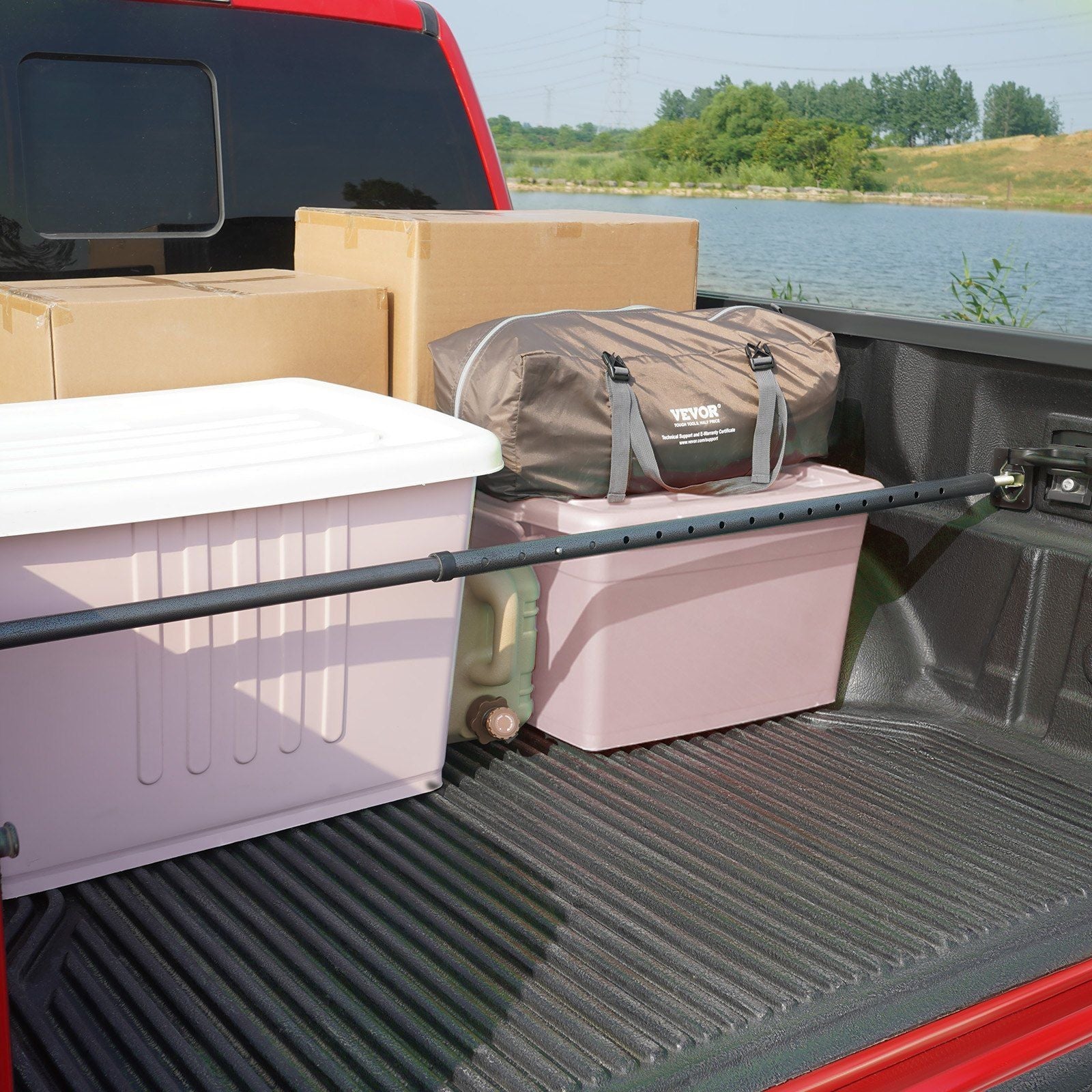 VEVOR Cargo Bar, Truck Bed Bar Adjustable from 40" to 73", Heavy-duty Steel Cargo Stabilizer Bar with 220 lbs Capacity, Truck Load Bar Stop Sliding for Pickup Truck Bed, SUV, Minitruck - Renee Lane Company