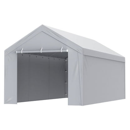 VEVOR Carport Replacement Canopy Cover Top + Side Wall 10 x 20 ft, Garage Tent Shelter Tarp Heavy-Duty Waterproof & UV Protected, Easy Installation with Ball Bungees,White (Frame Not Included) - Renee Lane Company