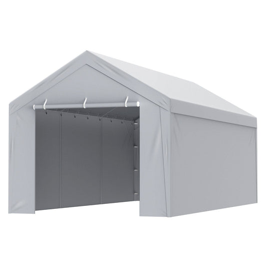 VEVOR Carport Replacement Canopy Cover Top + Side Wall 10 x 20 ft, Garage Tent Shelter Tarp Heavy-Duty Waterproof & UV Protected, Easy Installation with Ball Bungees,White (Frame Not Included) - Renee Lane Company