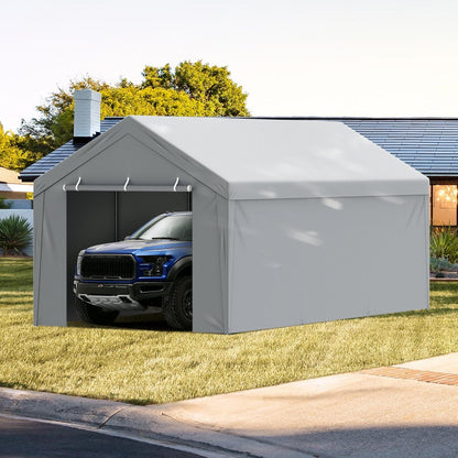 VEVOR Carport Replacement Canopy Cover Top + Side Wall 10 x 20 ft, Garage Tent Shelter Tarp Heavy-Duty Waterproof & UV Protected, Easy Installation with Ball Bungees,White (Frame Not Included) - Renee Lane Company