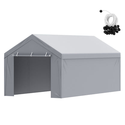 VEVOR Carport Replacement Canopy Cover Top + Side Wall 10 x 20 ft, Garage Tent Shelter Tarp Heavy-Duty Waterproof & UV Protected, Easy Installation with Ball Bungees,White (Frame Not Included) - Renee Lane Company