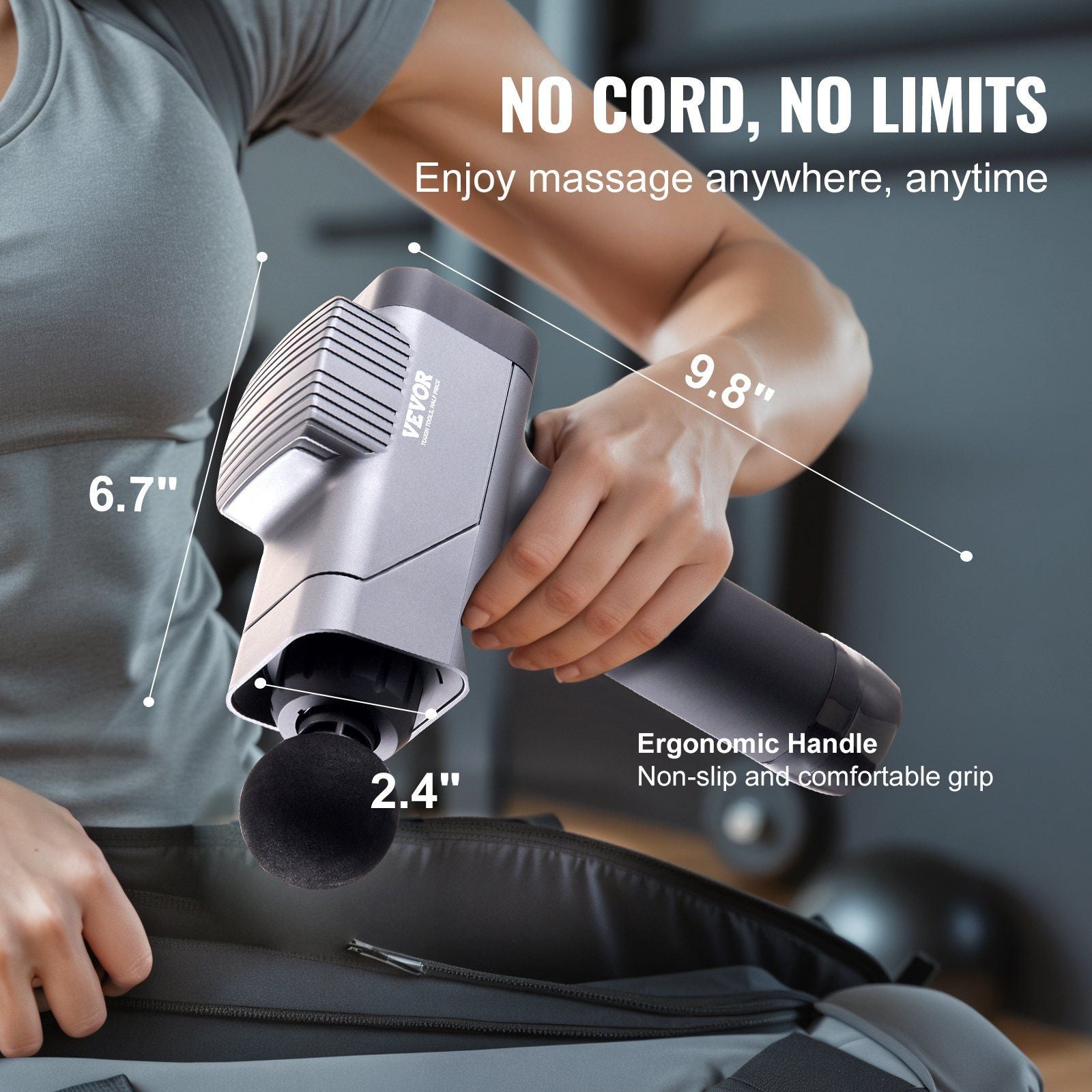 VEVOR Deep Tissue Percussion Massage Gun - 8 Speeds & 6 Heads for Athletes, Portable Handheld Massager for Pain Relief & Muscle Recovery - Renee Lane Company