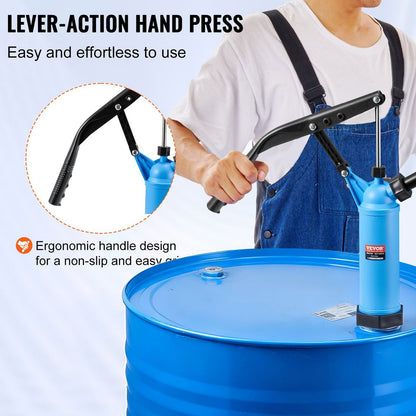 VEVOR Drum Pump, 9.5 oz. Per Stroke, Lever-Action Barrel Pump, Fits 5-55 Gallon Drums with 3-Section Suction Tube Assembly & Hose, Hand Operated, Designed to Transfer Water, Alcohol, Corrosive Liquids - Renee Lane Company